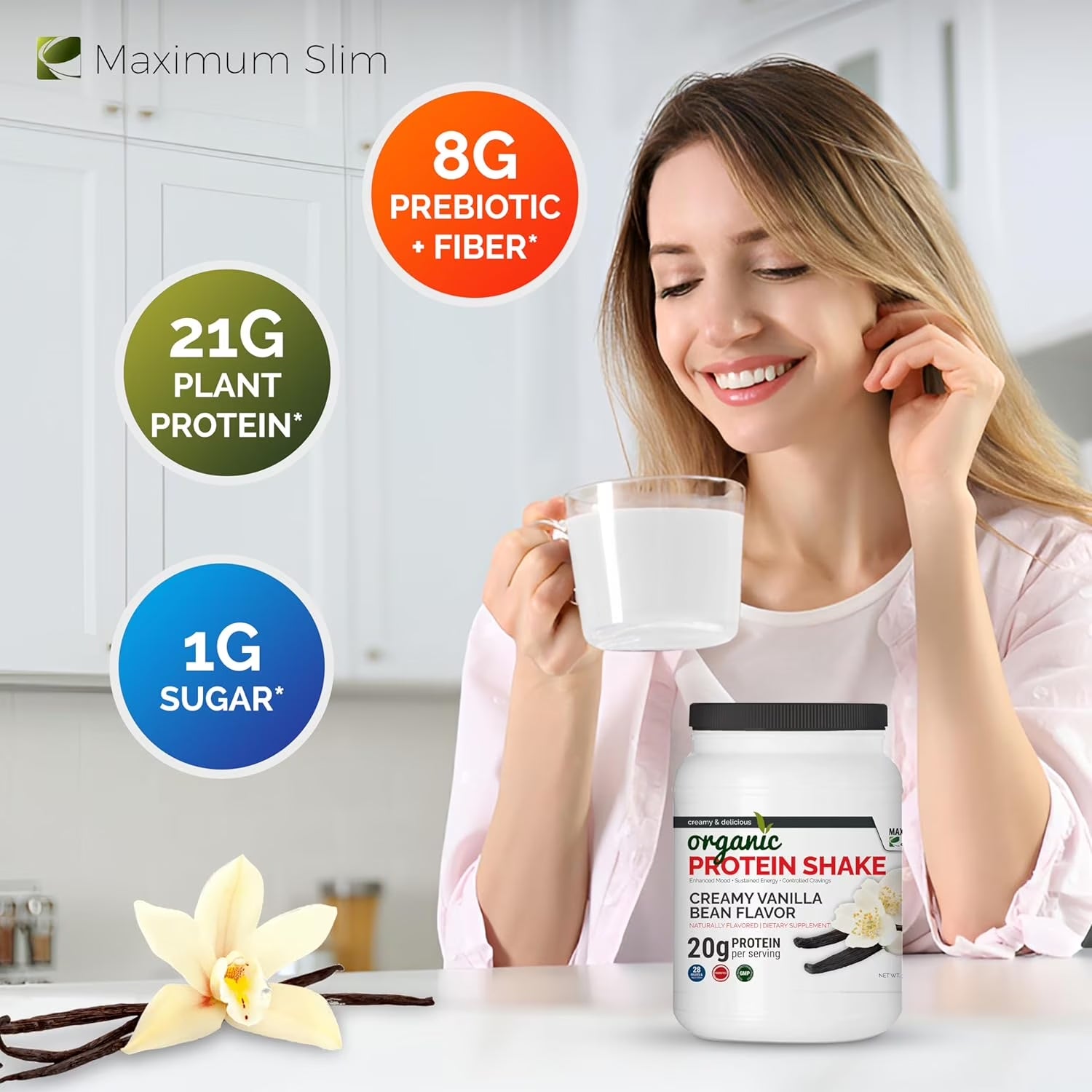 Organic Protein Shake - Creamy Vanilla Bean Flavor
