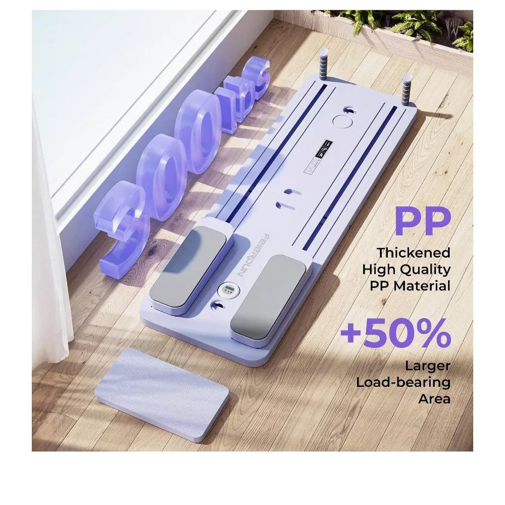 Foldable Pilates Reformer Board Portable Home Gym Core Ab Workout W/Bands