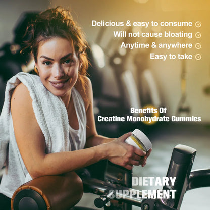 Creatine Monohydrate Gummies for Men & Women, Chewables Creatine Monohydrate for Muscle Strength, Energy Boost, Pre-Workout Supplement-180 Pineapple Gummies,2 Pack