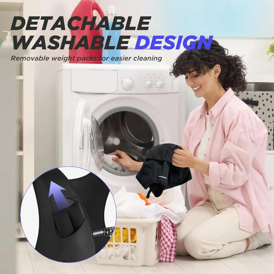 Adjustable Weighted Vest Soft Washable for Women Men 2-10Lbs Vest with 10 Ironsand Weights and Large Pocket, Weight Vest for Wor