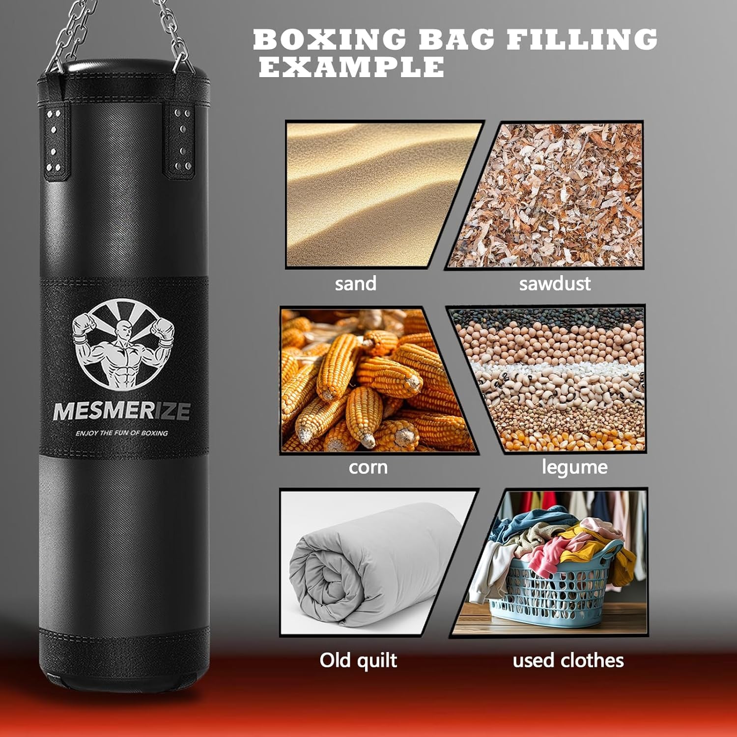 Punching Bag for Adults, 4Ft Heavy Boxing Bag Set with 197 Inch Boxing Hand Wraps for MMA Karate Kickboxing Home Gym Martial Art - Unfilled