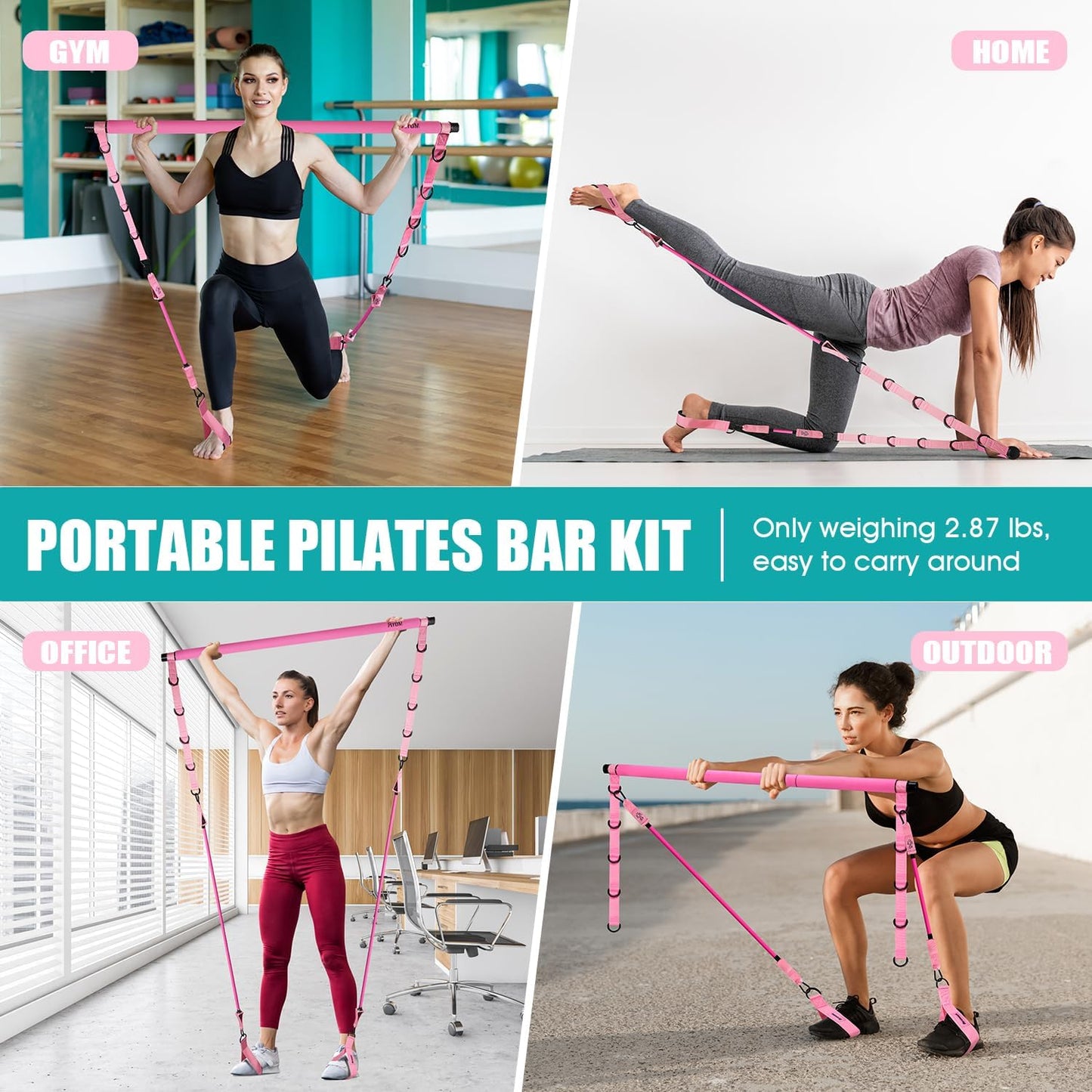 Pilates Bar Kit with Resistance Bands – Portable Home Gym Workout System