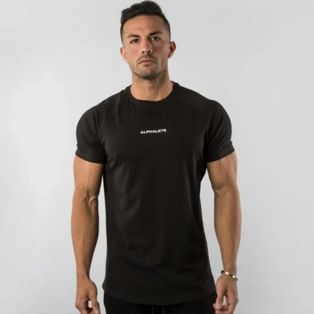 Gym Cotton T-Shirt Men Fitness Workout Slim Short Sleeve Shirt Male Bodybuilding Sport Training Tee Tops Summer Casual Clothing