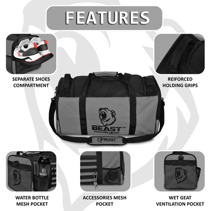 Beast Power Gear Gym Duffle Bag- Workout, Boxing, MMA, Sports Gym Bag with Shoes Compartment Adjustable Shoulder Strap for Men & Women