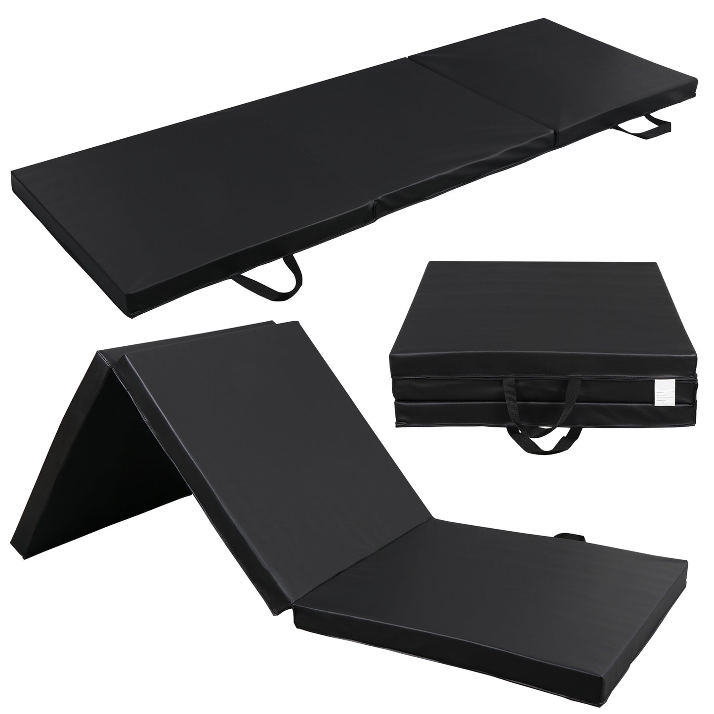 6' Exercise Tri-Fold EPE Foam PU Leather Gym Mat Yoga Martial Arts Home Gym