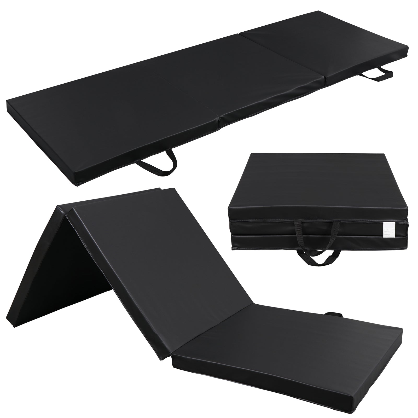 6' Exercise Tri-Fold EPE Foam PU Leather Gym Mat Yoga Martial Arts Home Gym