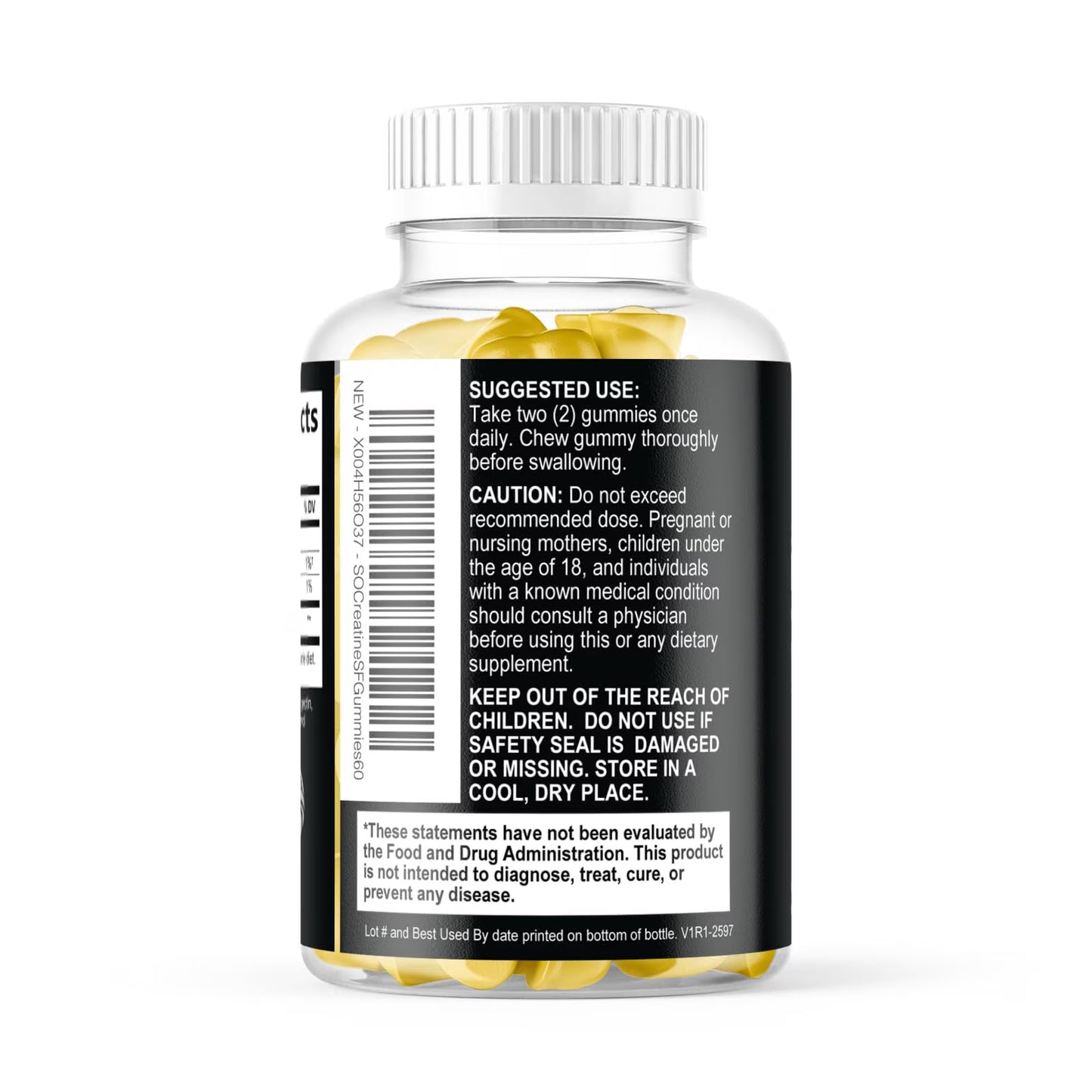 Creatine Gummies - 1G (1000Mg) per Gummy Creatine Monohydrate - Best Micronized, Sugar Free Creatine Chewable for Men & Women - Supports Lean Muscle, Strength, Energy & Endurance - 60 Lemon Gummies