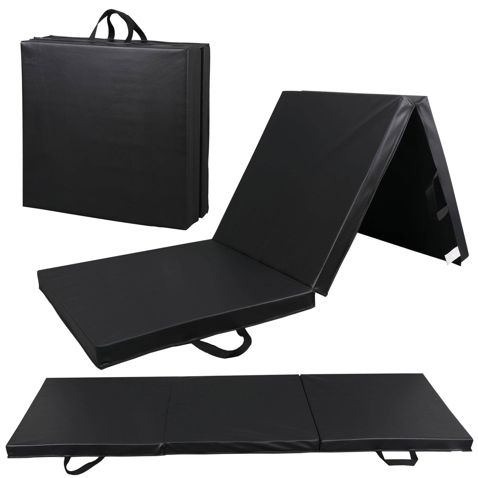 6' Exercise Tri-Fold EPE Foam PU Leather Gym Mat Yoga Martial Arts Home Gym