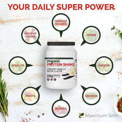 Organic Protein Shake - Creamy Vanilla Bean Flavor