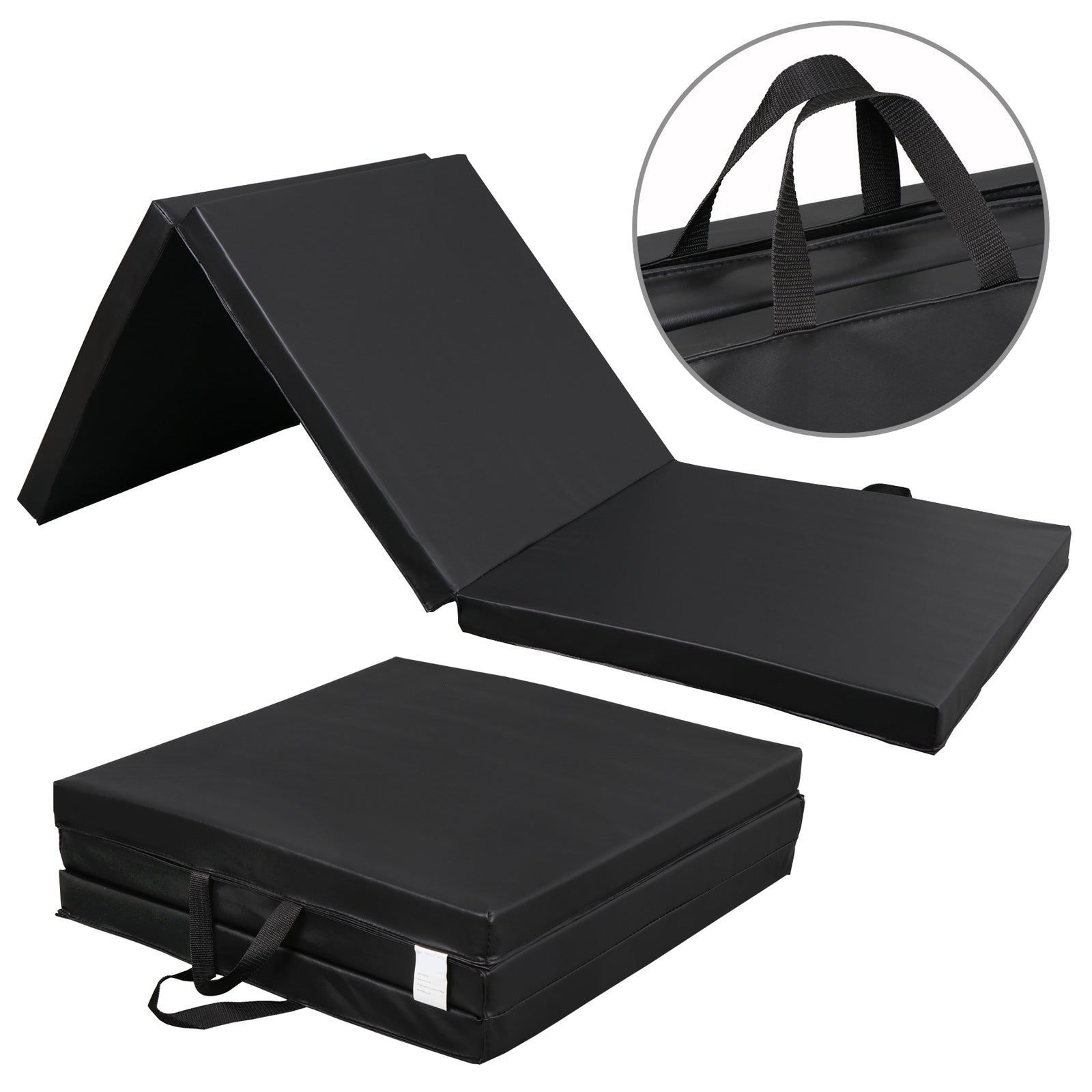 6' Exercise Tri-Fold EPE Foam PU Leather Gym Mat Yoga Martial Arts Home Gym