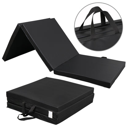 6' Exercise Tri-Fold EPE Foam PU Leather Gym Mat Yoga Martial Arts Home Gym
