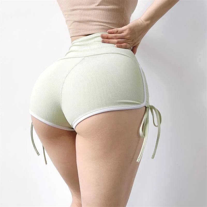 Elevate Your Workout with High Waist Shirring Sports Shorts for Women - Slim Fit, Quick Dry, and Stylish for All Seasons!