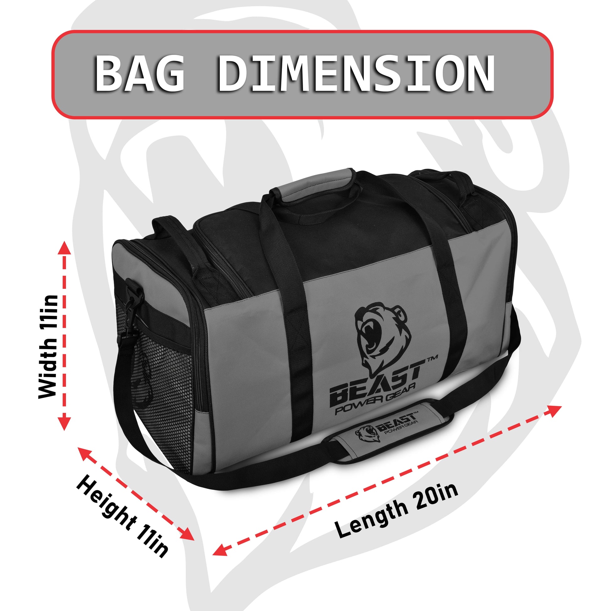 Beast Power Gear Gym Duffle Bag- Workout, Boxing, MMA, Sports Gym Bag with Shoes Compartment Adjustable Shoulder Strap for Men & Women