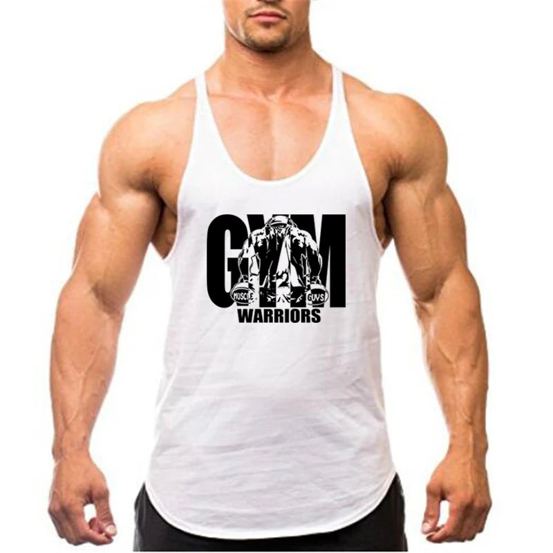 Bodybuilding Stringer Tank Top Men Cotton Gym Clothing Mens Fitness Racer Vest Summer Sleeveless Sportswear Workout Tanktop