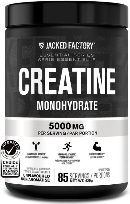 Creatine Monohydrate Powder 425G - Canadian-Owned Informed Choice Certified Supplement for Increased Muscle Mass*, Improved Strength, Power, & Performance** - 85 Servings, Unflavored