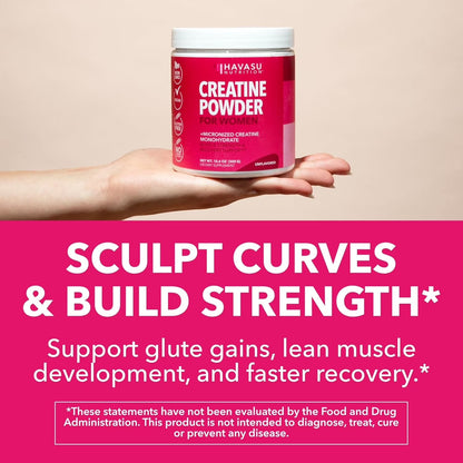 Micronized Creatine Monohydrate Powder for Women, Unflavored, 10.6 Oz (100 Servings)