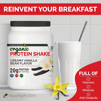 Organic Protein Shake - Creamy Vanilla Bean Flavor