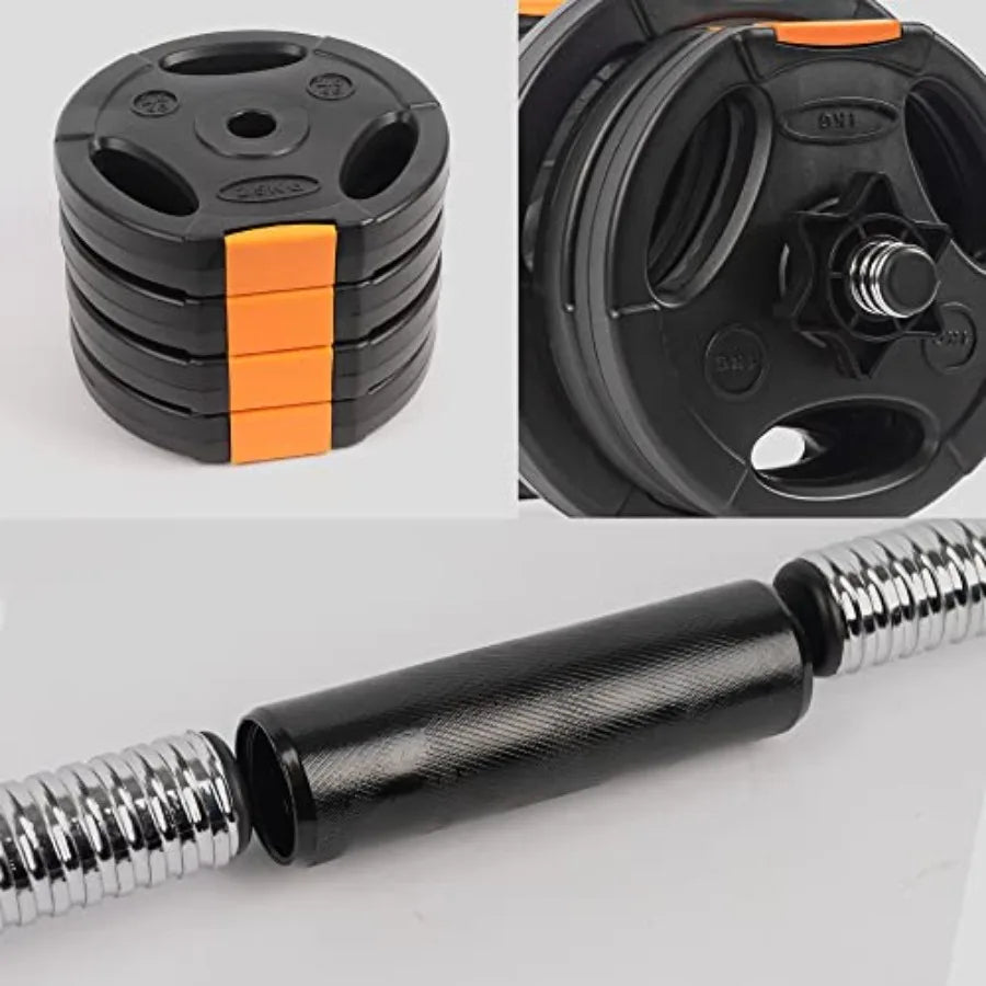 Adjustable 2 in 1 Dumbbells Set for Home Gym Black Steel Barbell for Muscle and Strength Training Compact Weight Resistance Wor
