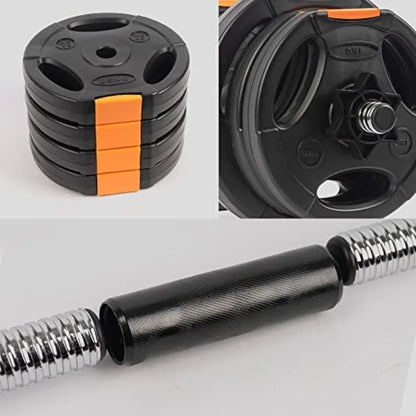 Adjustable 2 in 1 Dumbbells Set for Home Gym Black Steel Barbell for Muscle and Strength Training Compact Weight Resistance Wor